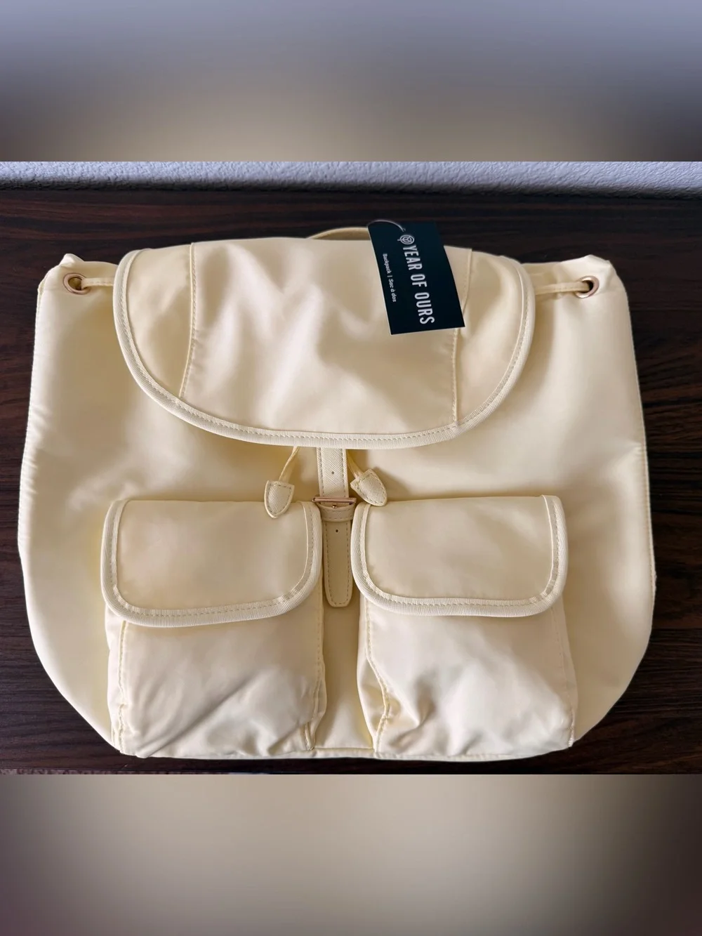 Year of Ours Creamy Yellow Backpack with Gold Hardware